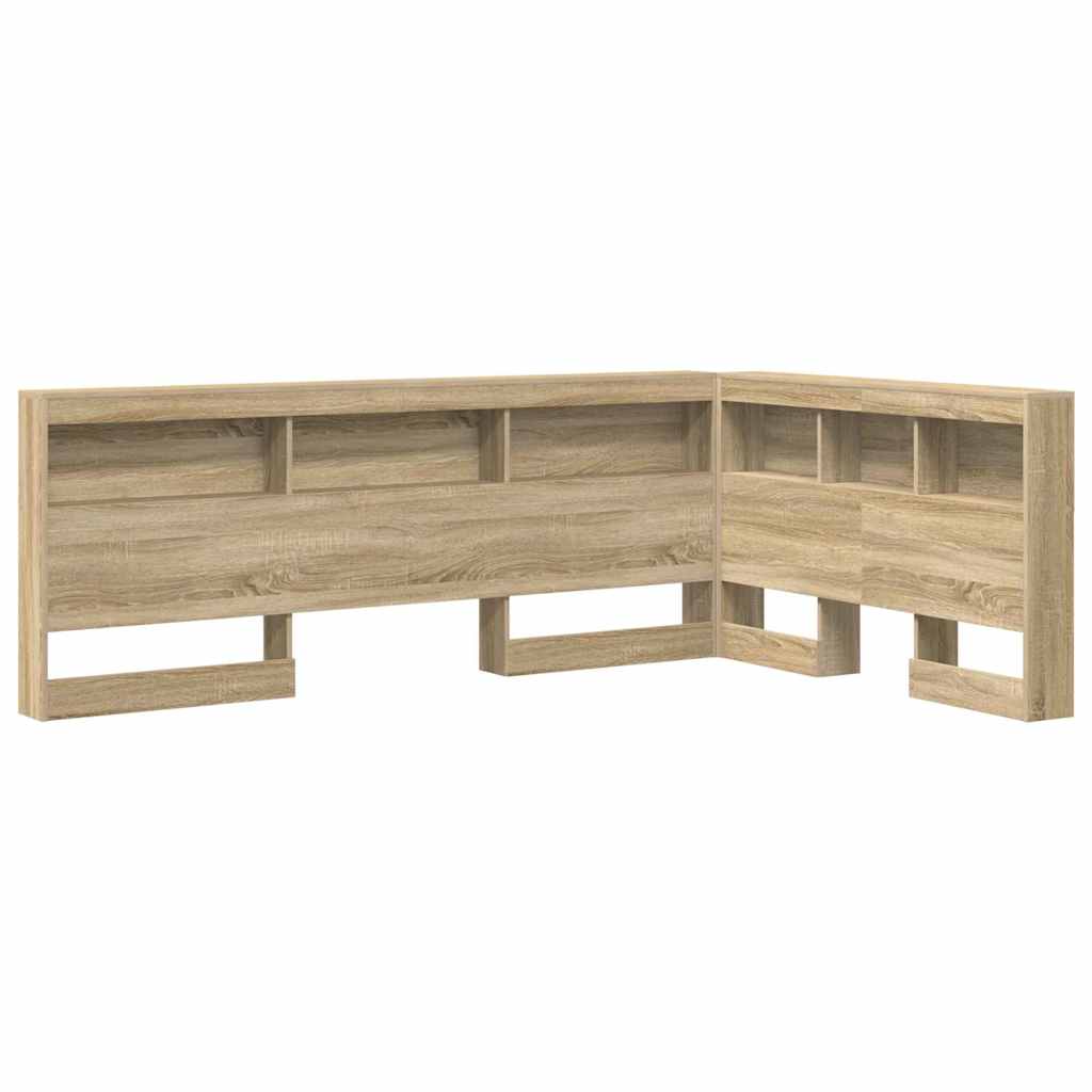 Storage Headboard with Shelf Sonoma oak 120 cm Engineered wood